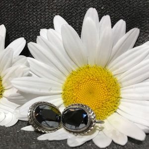 VG Hematite screw-on earrings sterling